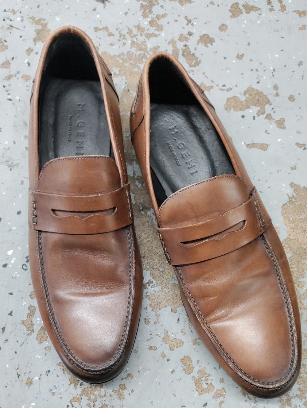 M. Gemi Brown Leather Penny Loafers